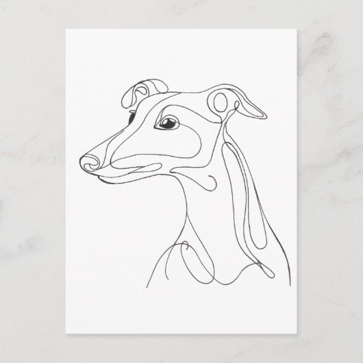 Hand Drawn Greyhound Line Art - Minimalist Design ポストカード (正面)