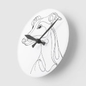 Hand Drawn Greyhound Line Art - Minimalist Design ラウンド壁時計 (傾斜)