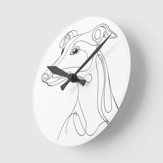 Hand Drawn Greyhound Line Art - Minimalist Design ラウンド壁時計 (傾斜)