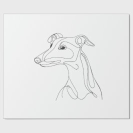 Hand Drawn Greyhound Line Art - Minimalist Design ラッピングペーパー