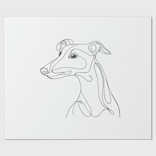 Hand Drawn Greyhound Line Art - Minimalist Design ラッピングペーパー (フラット)