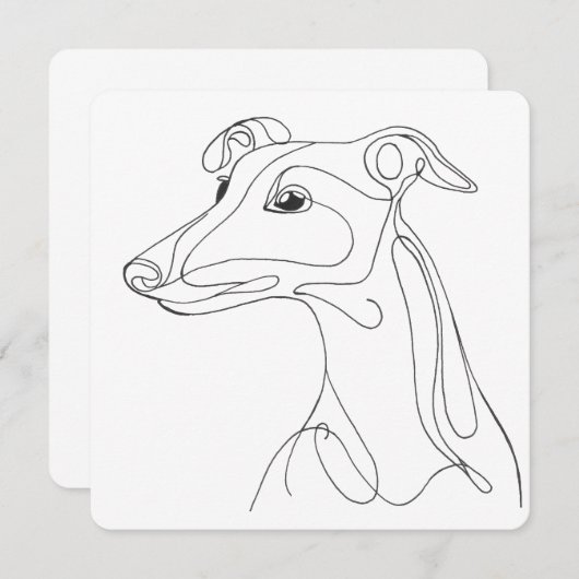 Hand Drawn Greyhound Line Art - Minimalist Design 招待状 (正面/裏面)
