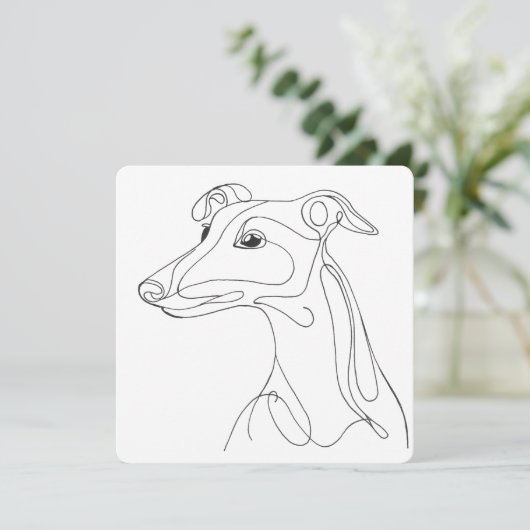 Hand Drawn Greyhound Line Art - Minimalist Design 招待状 (スタンド正面)