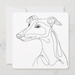Hand Drawn Greyhound Line Art - Minimalist Design 招待状