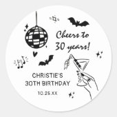 Hand Drawn Halloween Adult Birthday Party ラウンドシール (正面)