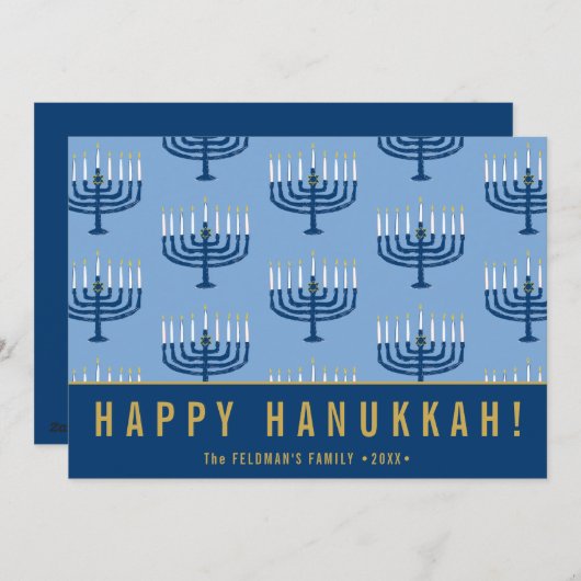 Hand Drawn Hanukkah Candles Happy Hanukkah  シーズンカード (正面/裏面)