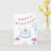 Hand drawn Happy Birthday カード (黄色い花)