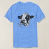 Hand-drawn Happy Holstein Friesian Dairy Cow  Tシャツ (デザイン正面)