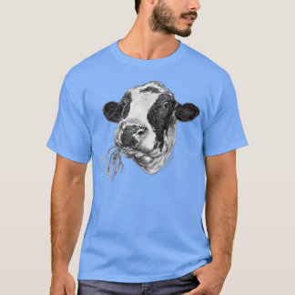 Hand-drawn Happy Holstein Friesian Dairy Cow Tシャツ