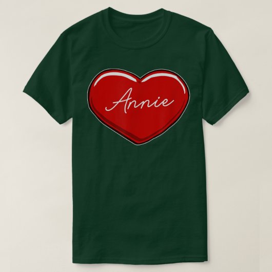 Hand Drawn Heart Annie - First Name Hearts I Love Tシャツ (デザイン正面)