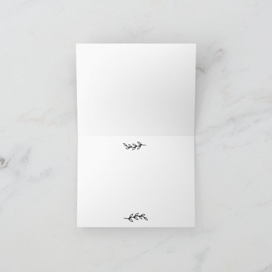 hand drawn heart couple whimsical wedding サンキューカード (内部)