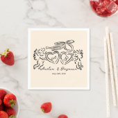 hand drawn heart couple whimsical wedding スタンダードカクテルナプキン (インサイチュ)