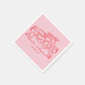 hand drawn heart couple whimsical wedding スタンダードカクテルナプキン (角)