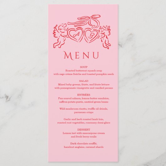 hand drawn heart couple Whimsical Wedding  メニュー (正面)