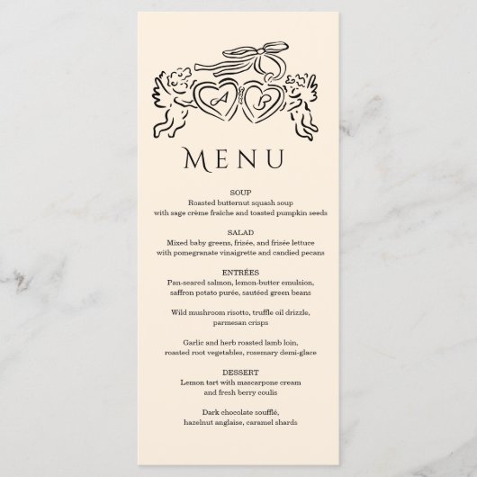 hand drawn heart couple Whimsical Wedding  メニュー (正面)