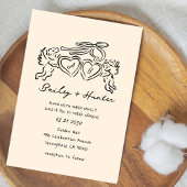 hand drawn heart couple Whimsical Wedding 招待状