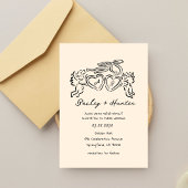 hand drawn heart couple Whimsical Wedding 招待状