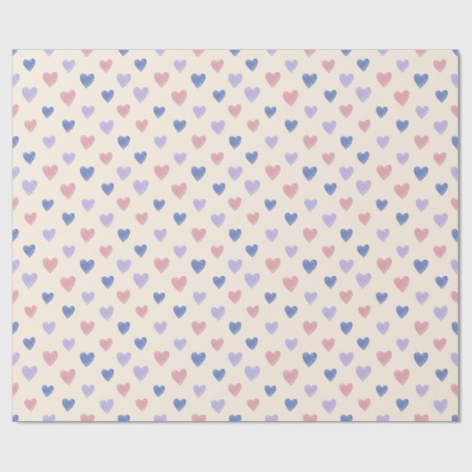 Hand Drawn Heart Doodle Pattern Wrapping Paper ラッピングペーパー (フラット)