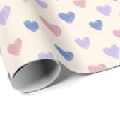Hand Drawn Heart Doodle Pattern Wrapping Paper ラッピングペーパー (ロールコーナー)