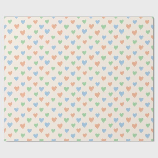 Hand Drawn Heart Doodle Pattern Wrapping Paper ラッピングペーパー (フラット)