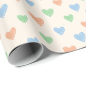 Hand Drawn Heart Doodle Pattern Wrapping Paper ラッピングペーパー (ロールコーナー)