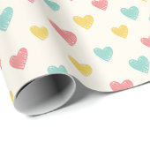 Hand Drawn Heart Doodle Pattern Wrapping Paper ラッピングペーパー (ロールコーナー)