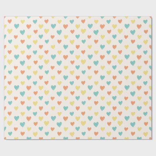 Hand Drawn Heart Doodle Pattern Wrapping Paper ラッピングペーパー (フラット)