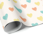 Hand Drawn Heart Doodle Pattern Wrapping Paper ラッピングペーパー (ロールコーナー)