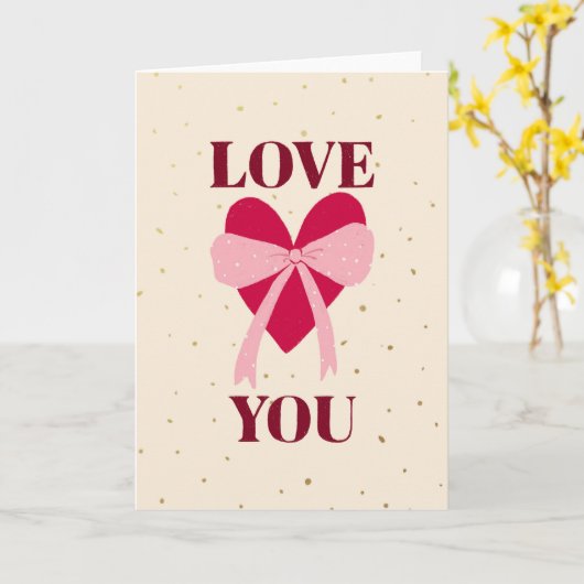 hand drawn heart with bow love you Valentine's Day カード (黄色い花)