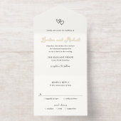 Hand Drawn Hearts Doodle Modern Wedding オールインワン招待状 (内側)