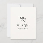 Hand Drawn Hearts Doodle Modern Wedding サンキューカード (正面)