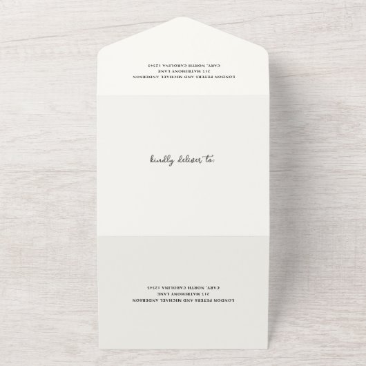 Hand Drawn Hearts Doodle QR Code Modern Wedding オールインワン招待状 (外側)