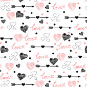 Hand Drawn Hearts Sweet 25th Anniversary Love Gift ロングテーブルランナー