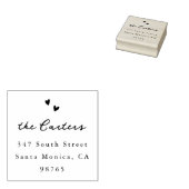 Hand Drawn Hearts Whimsical Script Name & Address ラバースタンプ (押印)