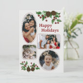 Hand Drawn Holly & Pinecones Christmas Card シーズンカード (スタンド正面)