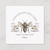 Hand Drawn Honey Bee Beekeeper Apiary Floral Squar スクエア名刺 (正面)