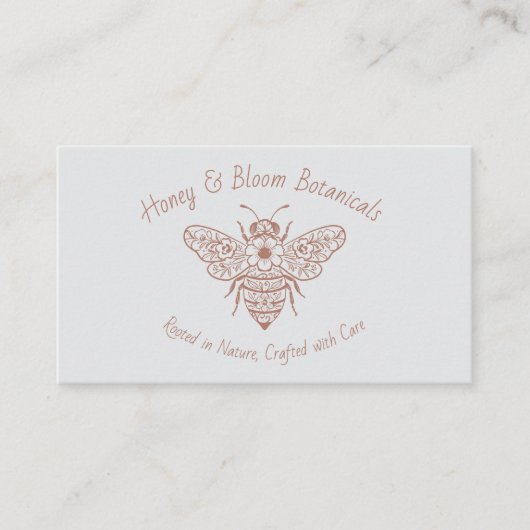 Hand Drawn Honey Bee Floral Botanical Wellness  名刺 (正面)
