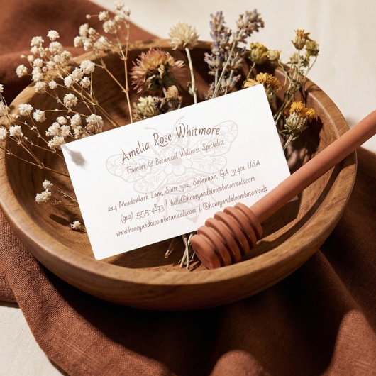 Hand Drawn Honey Bee Floral Botanical Wellness  名刺