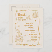 Hand Drawn Illustrated New Years Eve Party シーズンポストカード (正面/裏面)