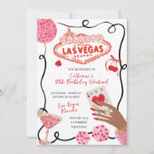 Hand Drawn Illustration Las Vegas Birthday Weekend 招待状 (正面)