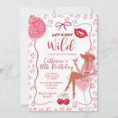Hand Drawn Illustration Red Pink Let's Get Wild Bi 招待状 (正面)
