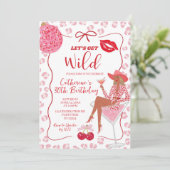 Hand Drawn Illustration Red Pink Let's Get Wild Bi 招待状 (スタンド正面)