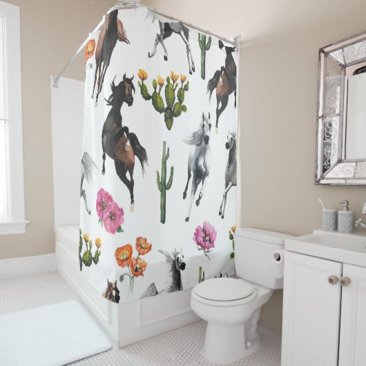 Hand drawn illustration. Seamless pattern. Cute ca シャワーカーテン (インサイチュ)