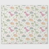 Hand-Drawn Illustrations Pastel Friendly Dinosaurs ラッピングペーパー (フラット)