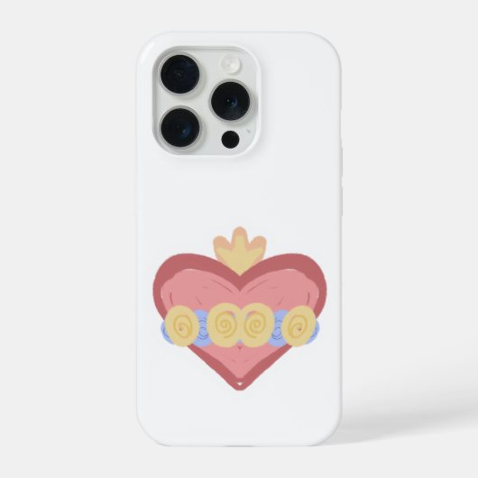 Hand-drawn Immaculate Heart of Mary IPhone Case iPhoneケース (裏面)