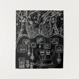 Hand-drawn intricate cats タペストリー