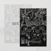 Hand-Drawn Intricate Cats Thank You Card サンキューカード (正面/裏面)