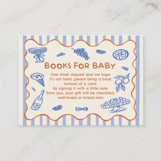 Hand Drawn Italian Baby Shower Book Request エンクロージャーカード (正面)