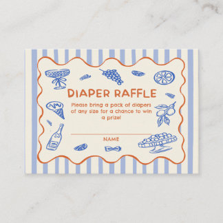 Hand Drawn Italian Baby Shower Diaper Raffle エンクロージャーカード