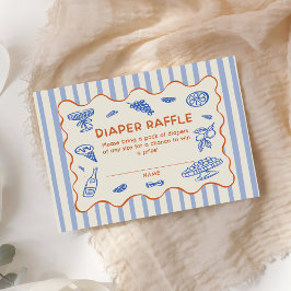 Hand Drawn Italian Baby Shower Diaper Raffle エンクロージャーカード